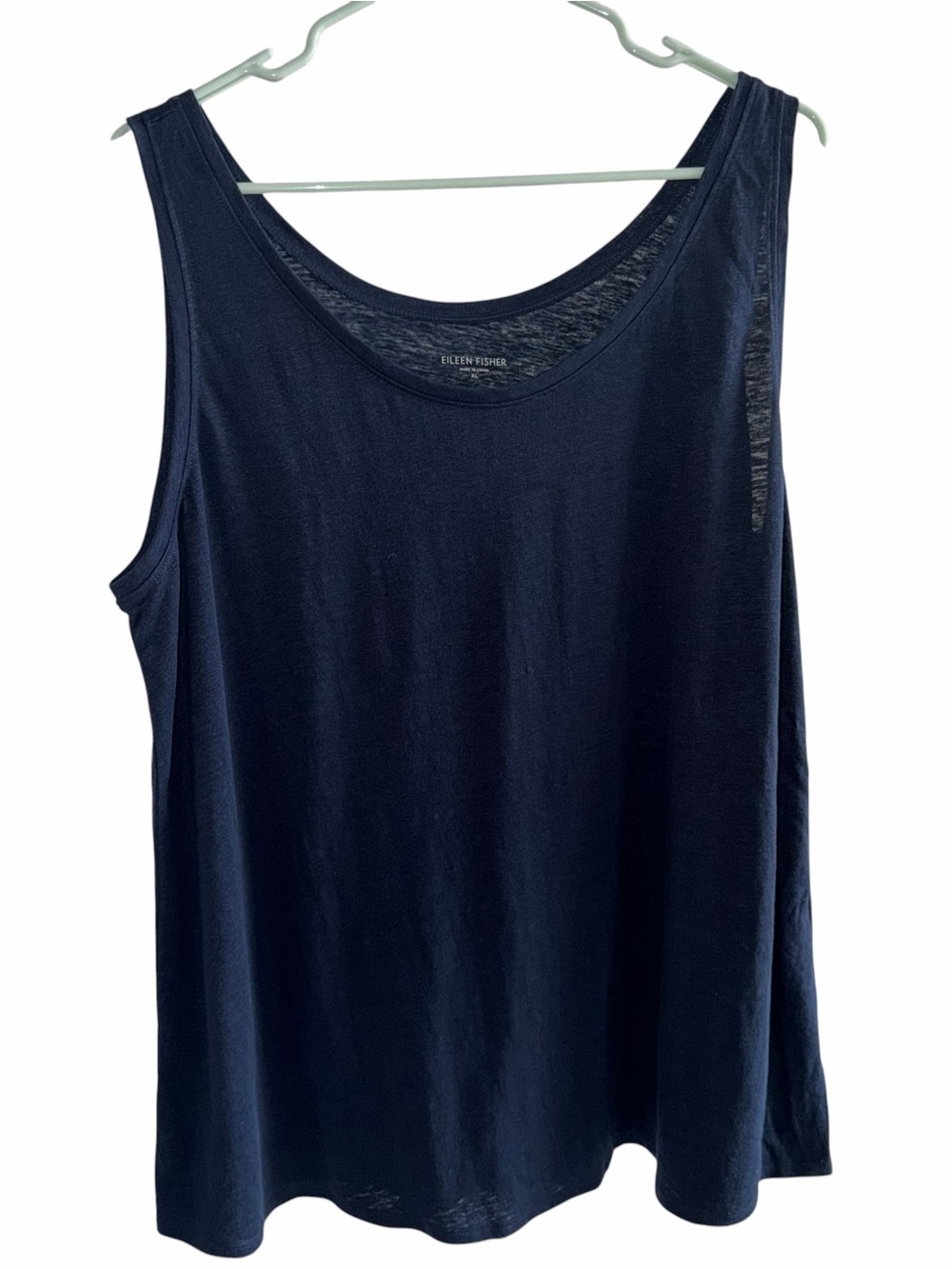 Eileen Fisher Organic Linen Jersey Tank Top Navy Sleeveless Minimalist XL - Picture 8 of 10